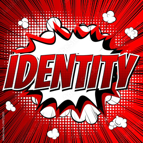 Fototapeta Identity - Comic book style word on comic book abstract background.