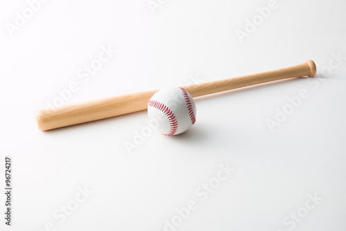 Realistic Baseball bat and Baseball isolated on white background