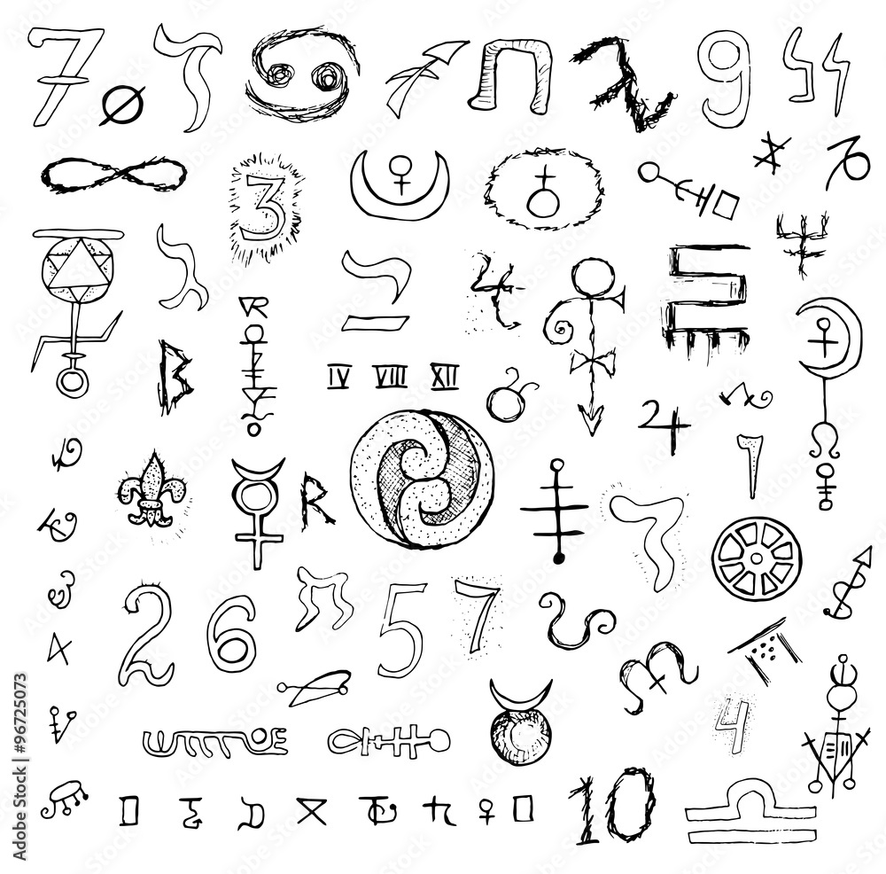 Big graphic set with mystic symbols and signs Stock Vector | Adobe Stock