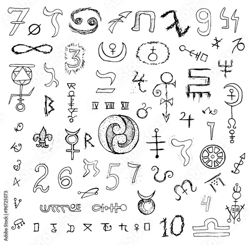 Big graphic set with mystic symbols and signs