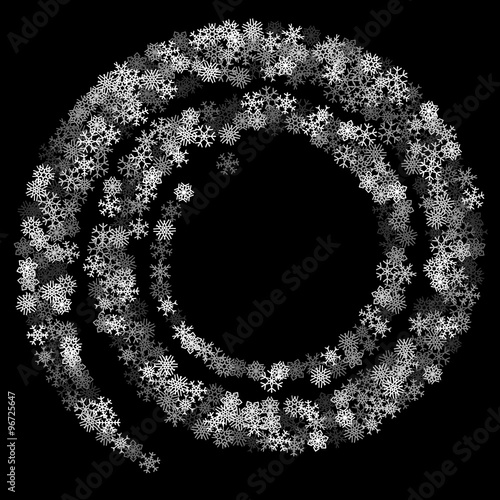 Swirl of scattered snowflakes