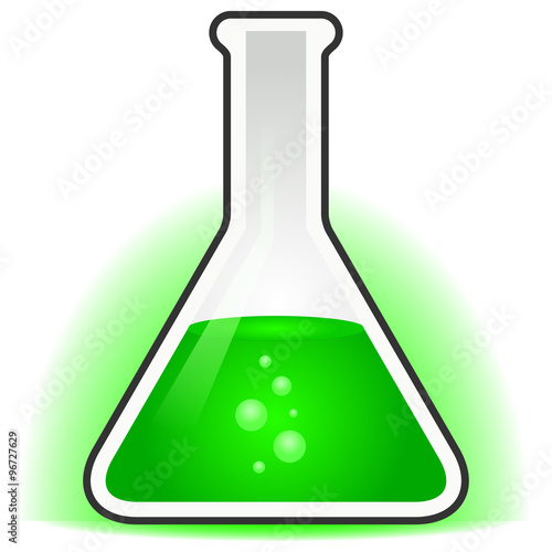 beaker with green portion