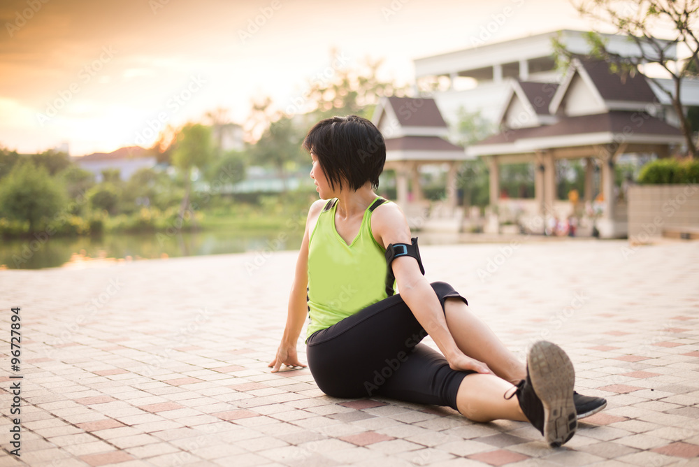 Asian woman working out excercise in the park Asian woman working out excercise in the park