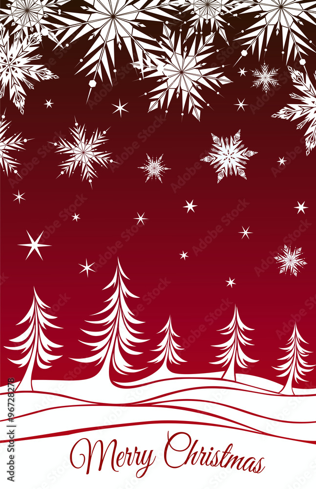 Christmas background with fir-trees and snowflakes Christmas background with fir-trees and snowflakes