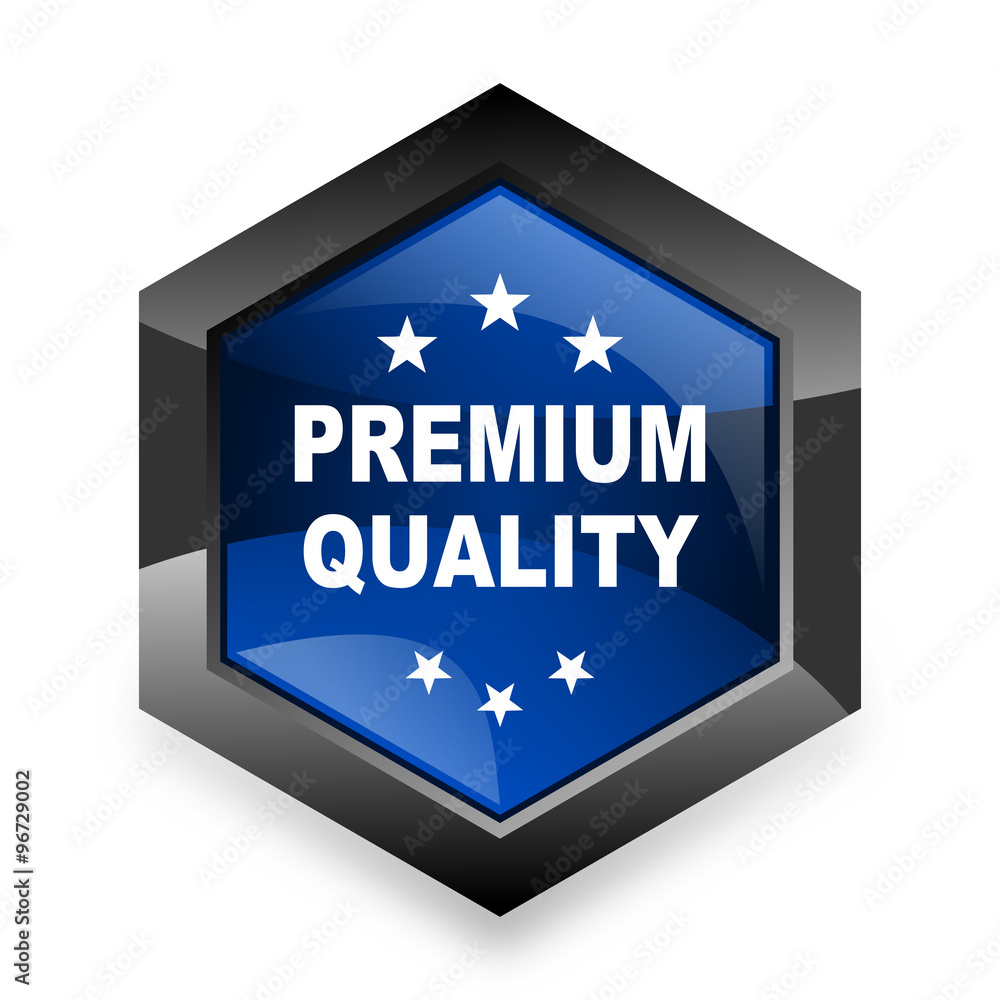 premium quality blue hexagon 3d modern design icon on white background