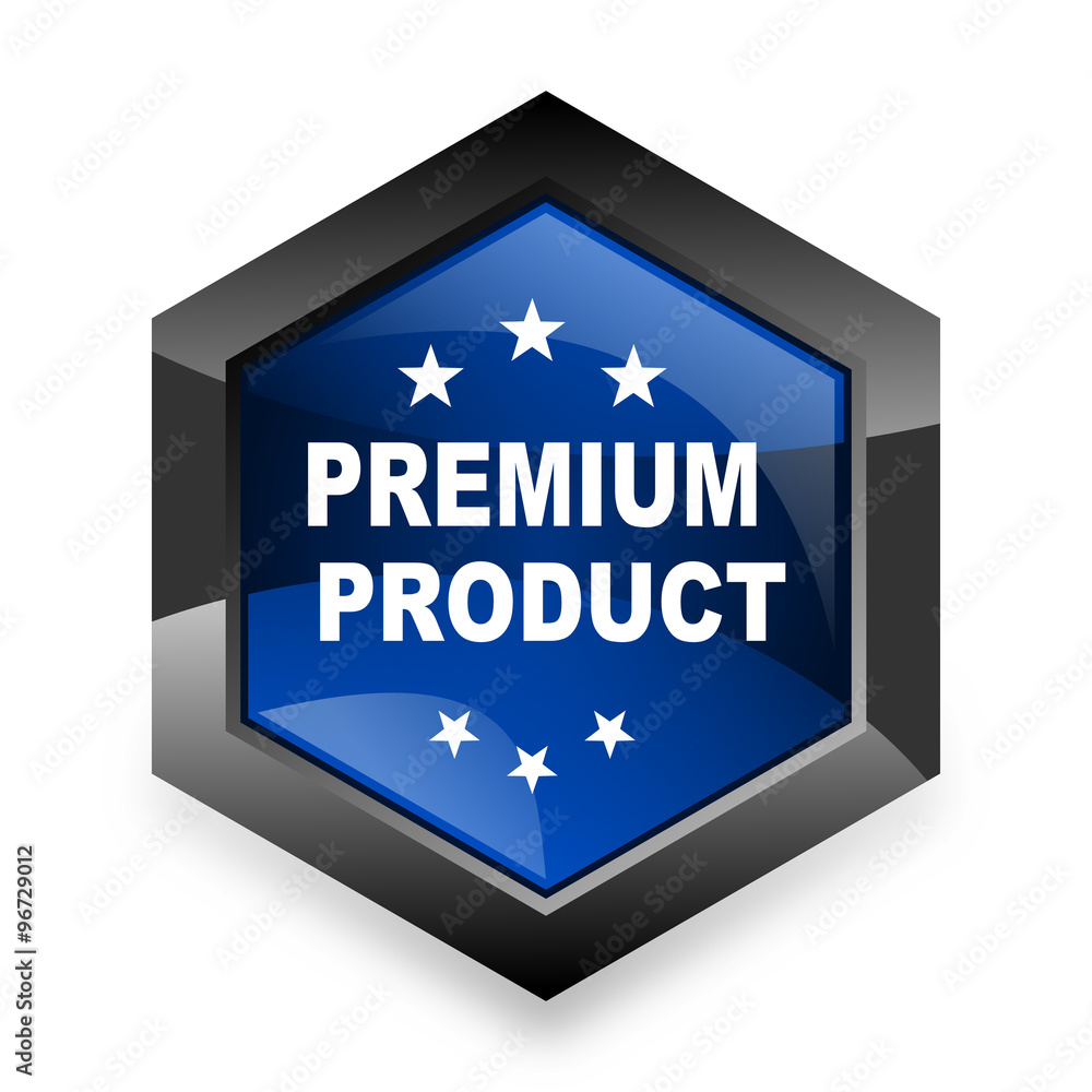 premium product blue hexagon 3d modern design icon on white background premium product blue hexagon 3d modern design icon on white background