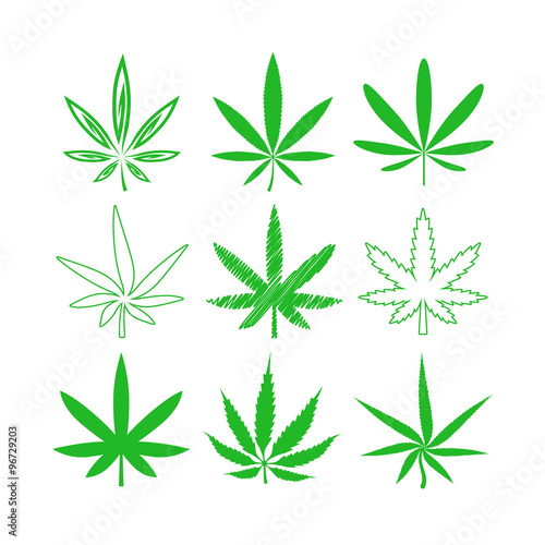 Medical marijuana or cannabis vector icons set