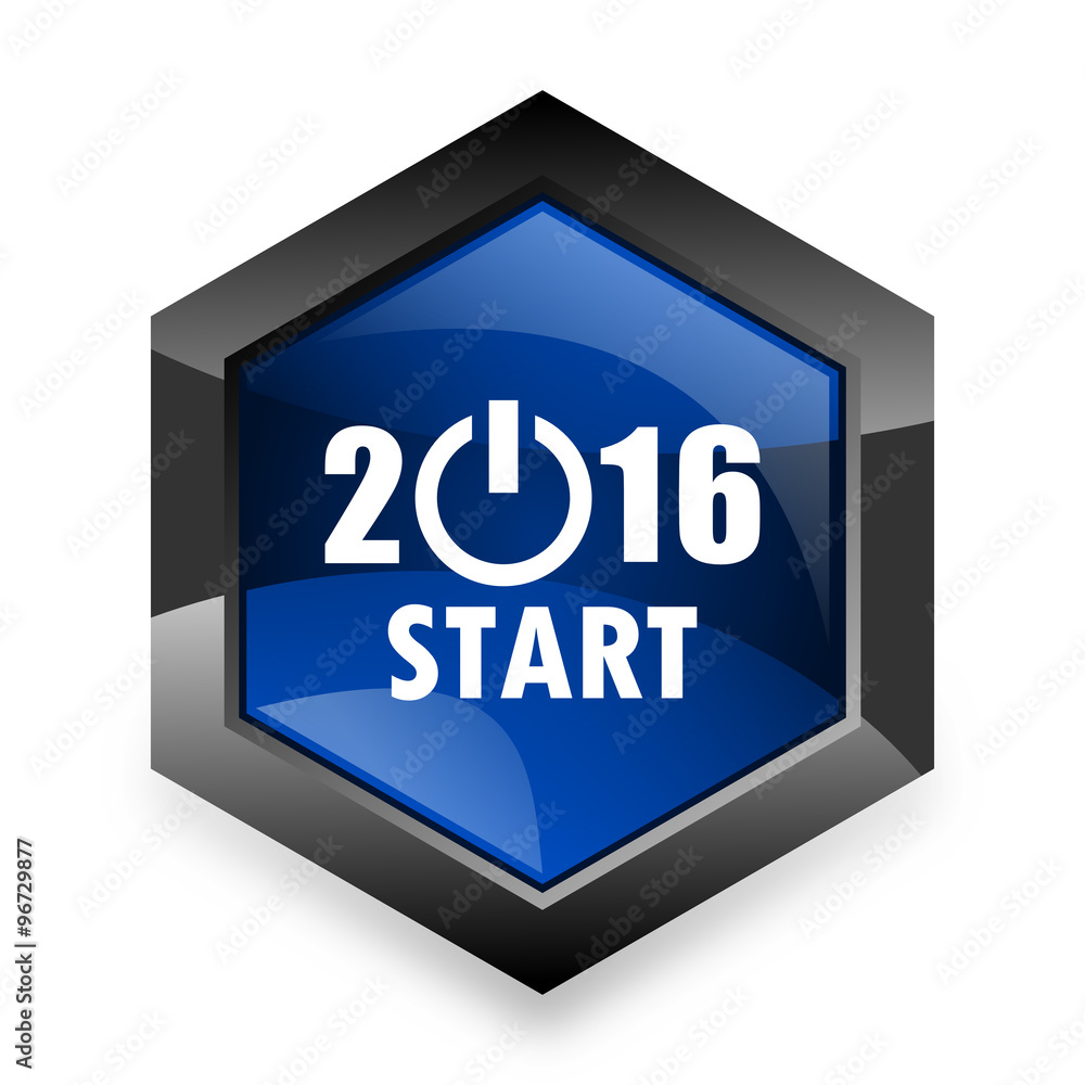 year 2016 blue hexagon 3d modern design icon on white background year 2016 blue hexagon 3d modern design icon on white background