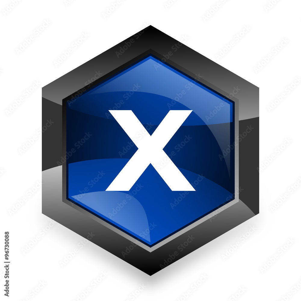Obraz premium cancel blue hexagon 3d modern design icon on white background
