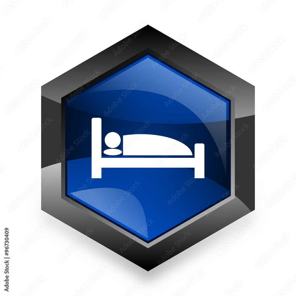 hotel blue hexagon 3d modern design icon on white background hotel blue hexagon 3d modern design icon on white background