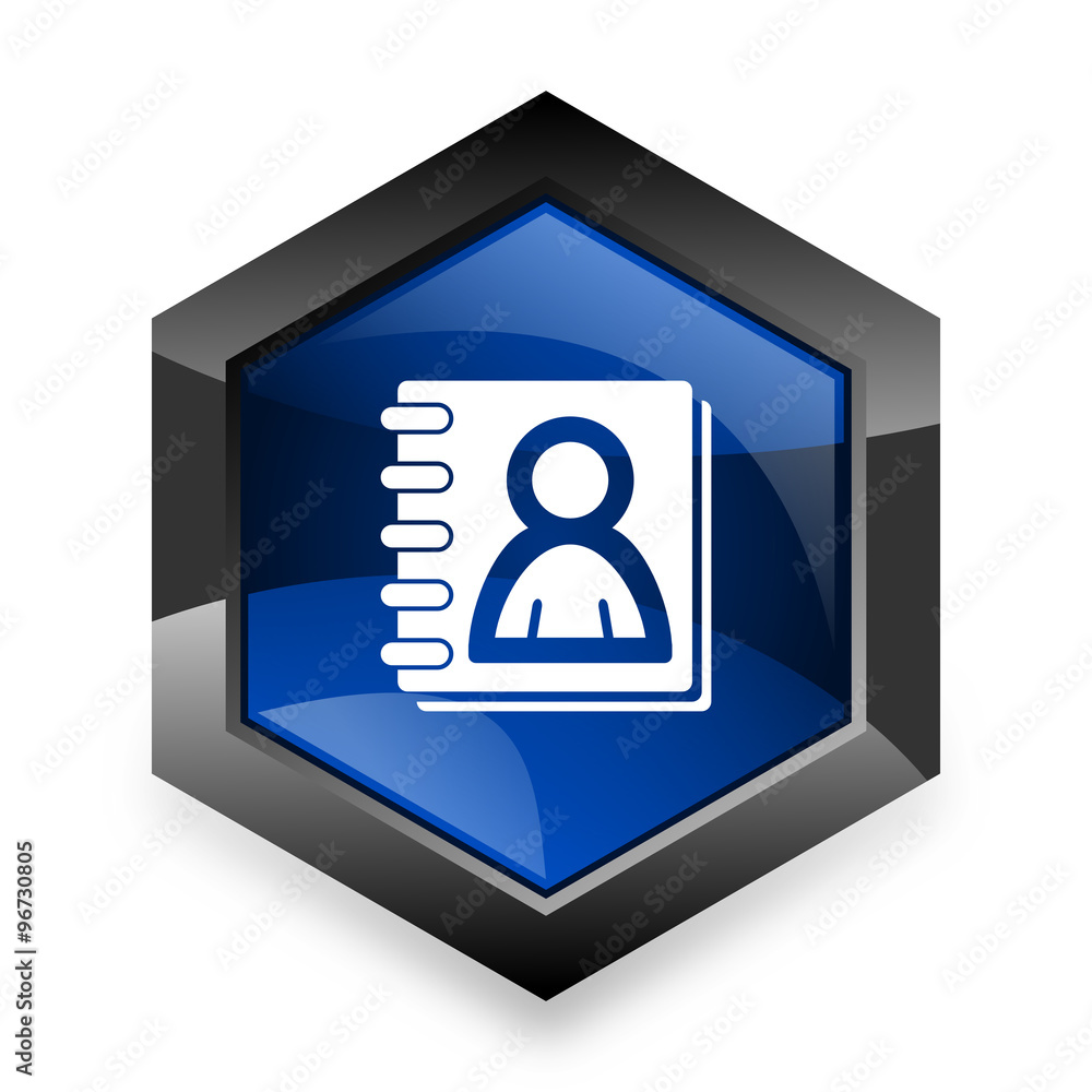 address book blue hexagon 3d modern design icon on white background address book blue hexagon 3d modern design icon on white background