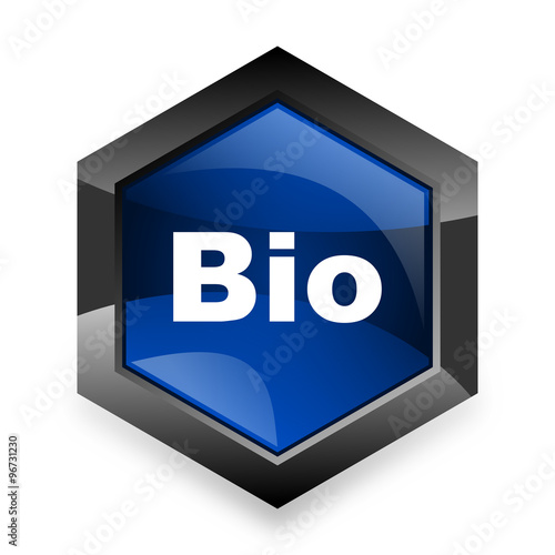 bio blue hexagon 3d modern design icon on white background