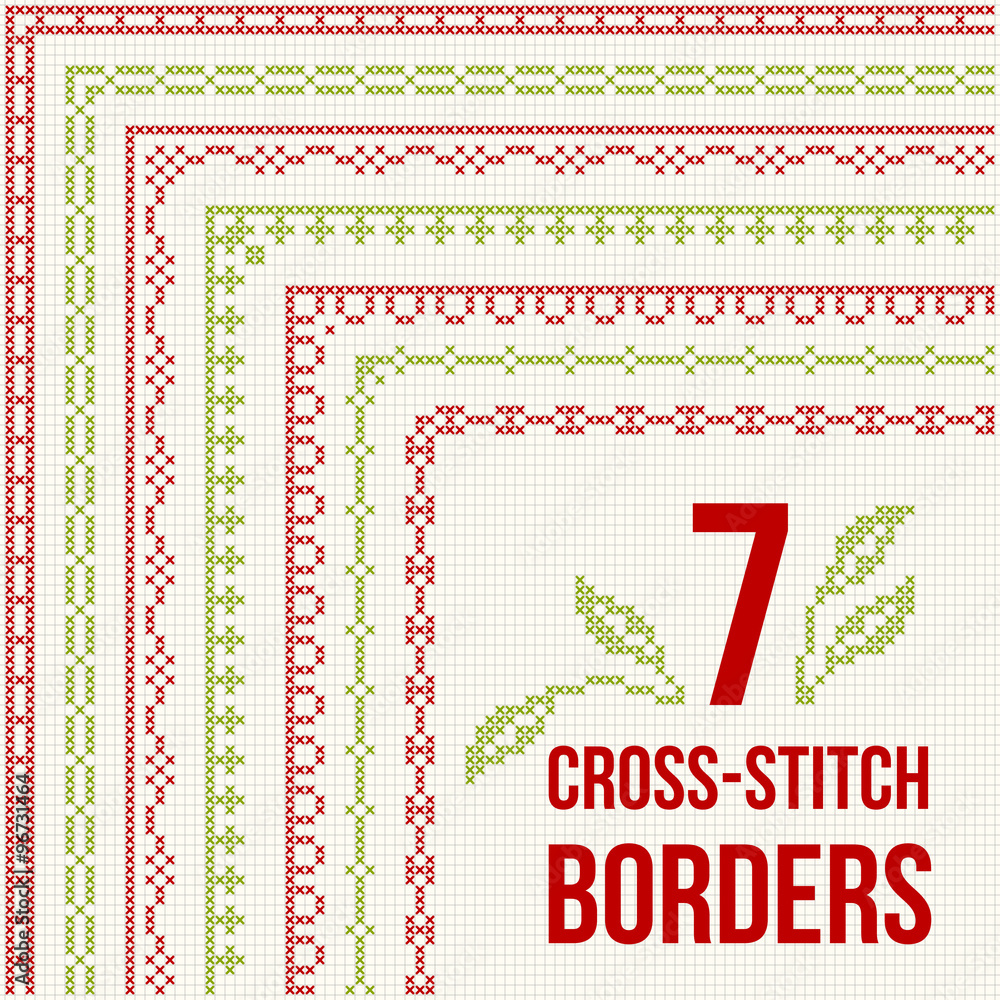 Cross-stitch embroidery - seven thin borders Cross-stitch embroidery - seven thin borders