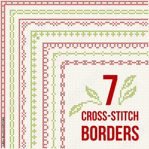 Cross-stitch embroidery - seven thin borders
