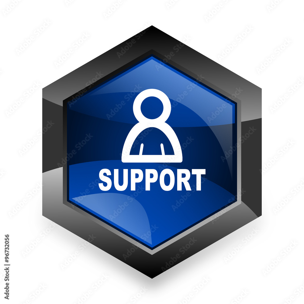 support blue hexagon 3d modern design icon on white background support blue hexagon 3d modern design icon on white background