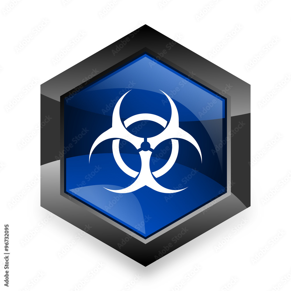biohazard blue hexagon 3d modern design icon on white background biohazard blue hexagon 3d modern design icon on white background