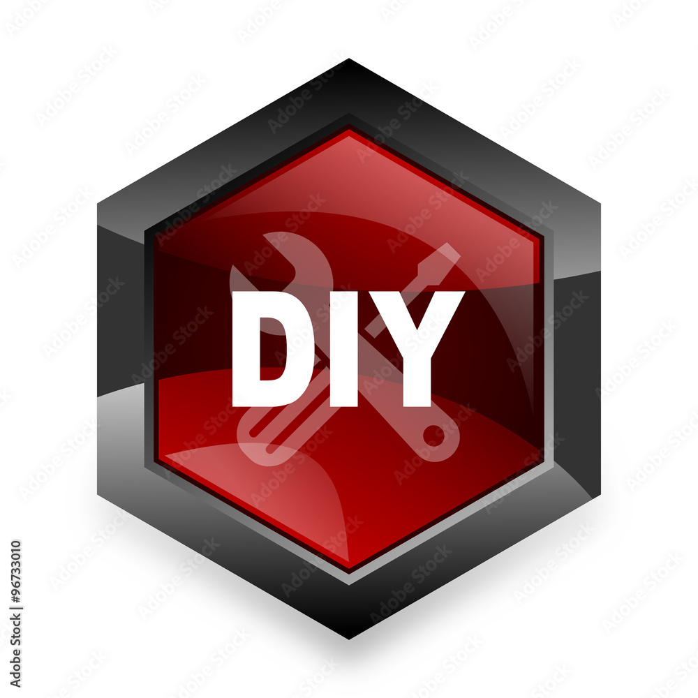 diy red hexagon 3d modern design icon on white background diy red hexagon 3d modern design icon on white background