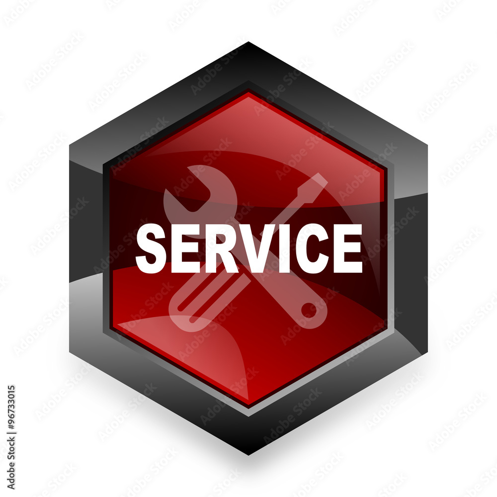 service red hexagon 3d modern design icon on white background service red hexagon 3d modern design icon on white background