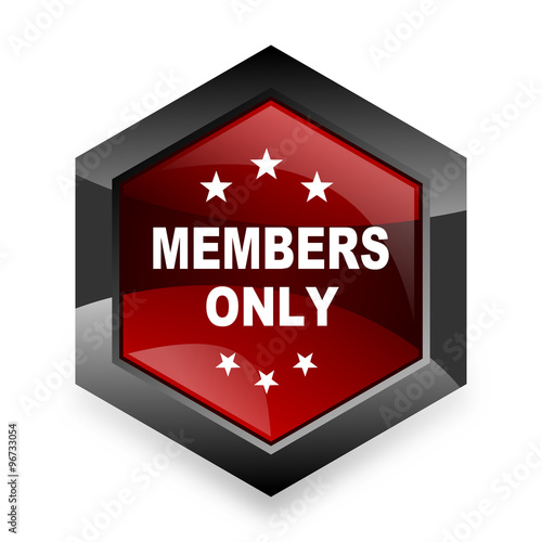 members only red hexagon 3d modern design icon on white background