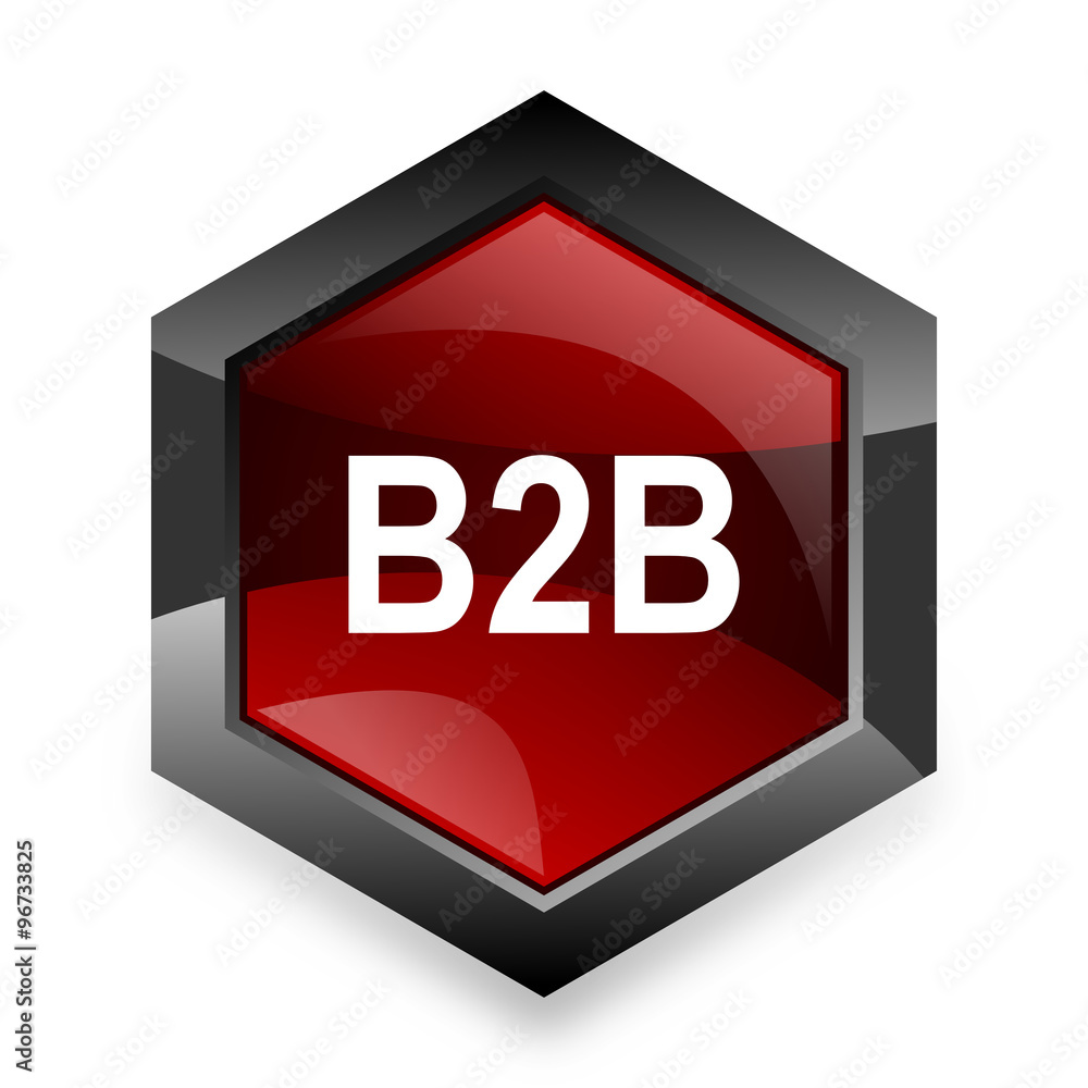 b2b red hexagon 3d modern design icon on white background
