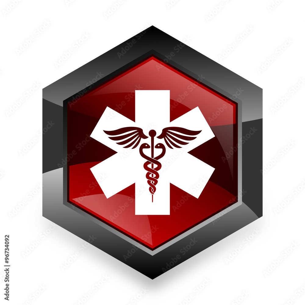 emergency red hexagon 3d modern design icon on white background emergency red hexagon 3d modern design icon on white background