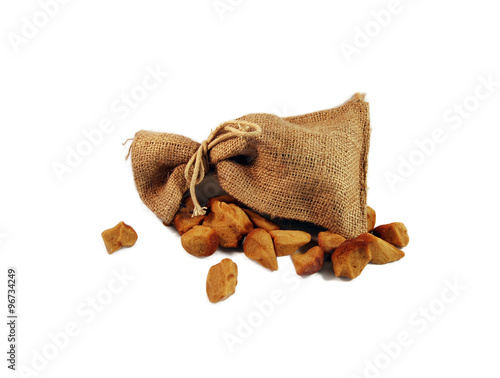 Jute bag with 'pepernoten' for Dutch 'sinterklaas' celebration