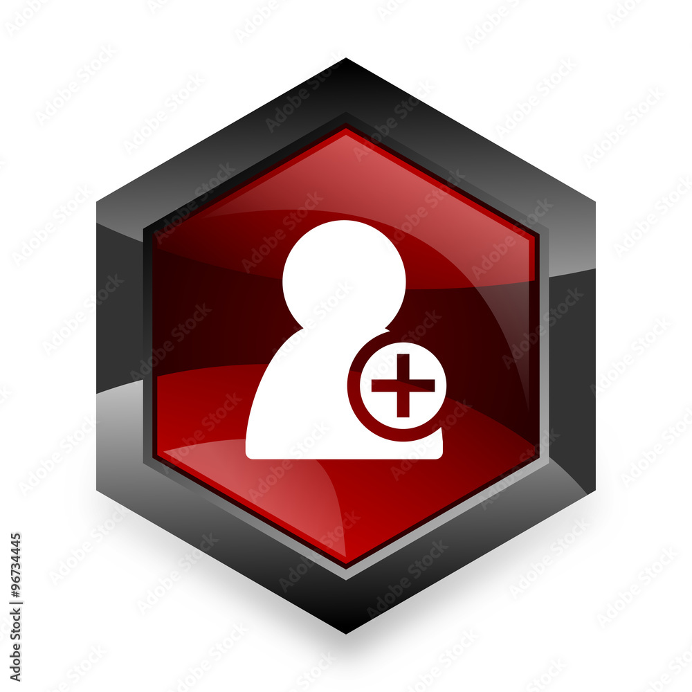 add contact red hexagon 3d modern design icon on white background add contact red hexagon 3d modern design icon on white background