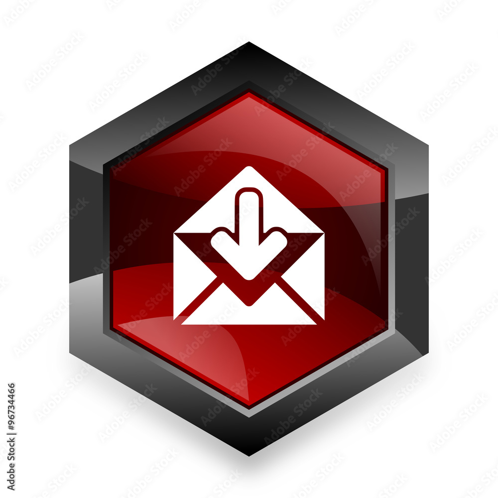 email red hexagon 3d modern design icon on white background email red hexagon 3d modern design icon on white background