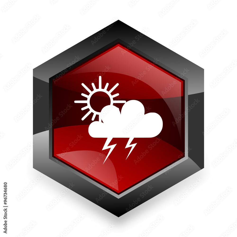 storm red hexagon 3d modern design icon on white background storm red hexagon 3d modern design icon on white background