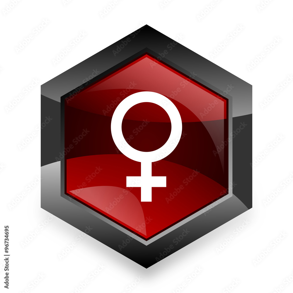 female red hexagon 3d modern design icon on white background female red hexagon 3d modern design icon on white background