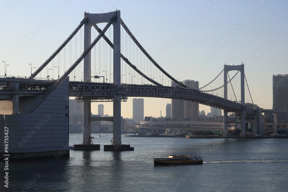 レインボーブリッジと東京港の風景