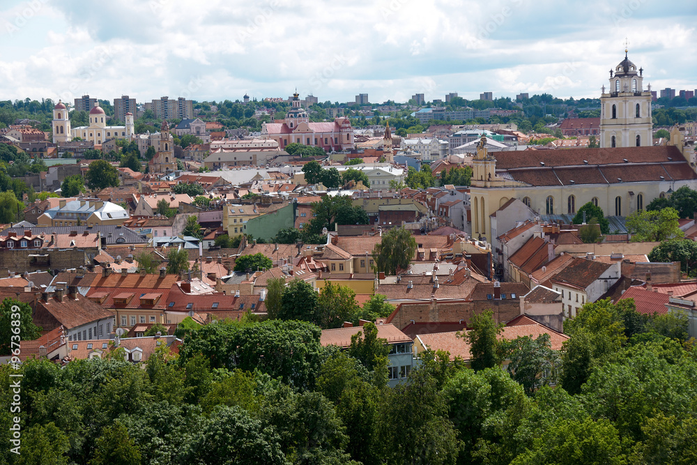 Obraz premium View from the Castle Hill in old Vilnius, Lithuania