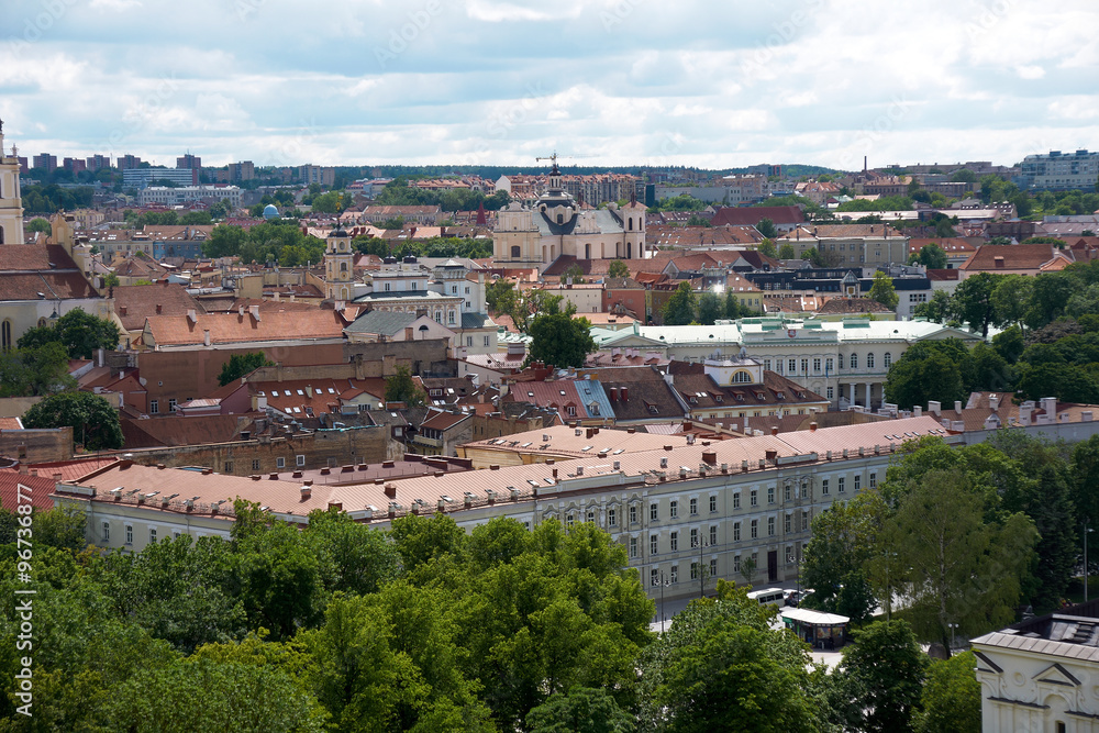 View from the Castle Hill in old Vilnius, Lithuania