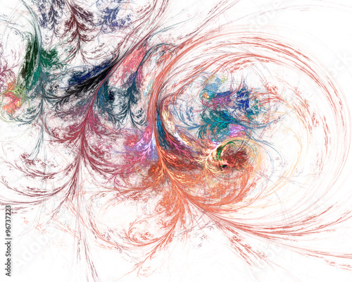 Abstract fractal design. Colorful frozen forms on white.