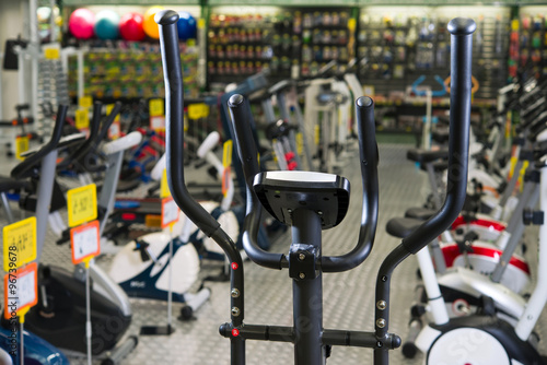 Fitness equipment on display in the store