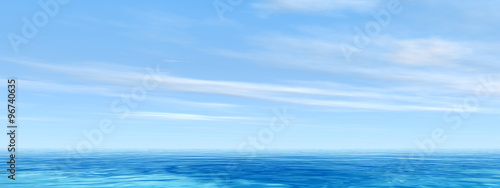 Conceptual sea or ocean water waves and sky cloudscape banner