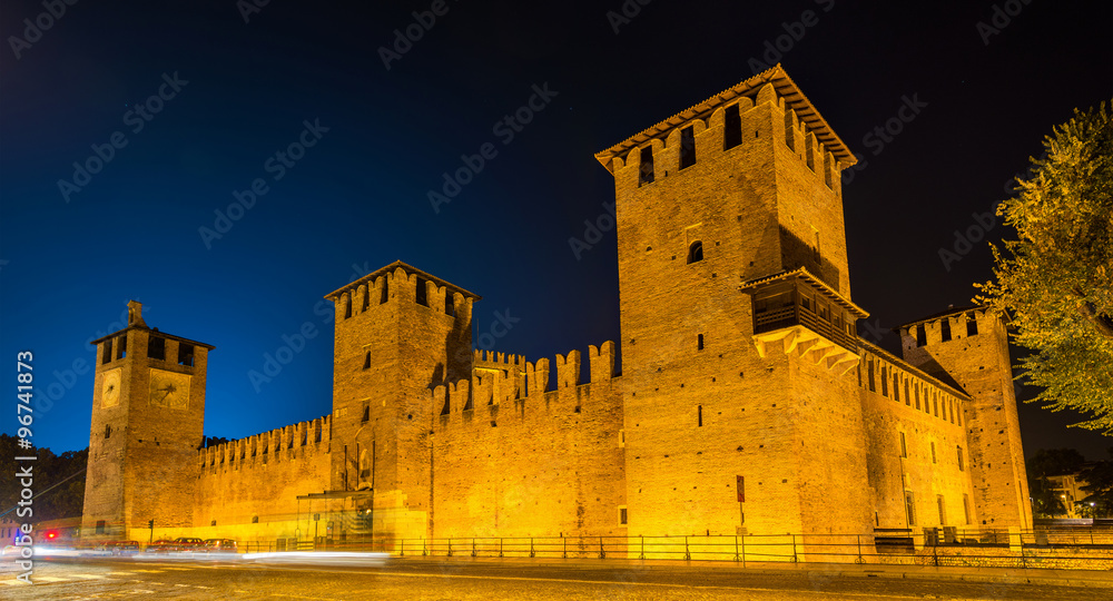 Castelvecchio castle in Verona in the evening