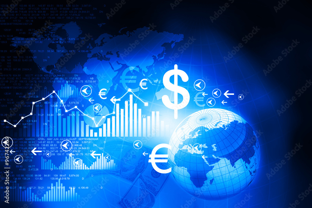 Financial charts and graphs with digital world Financial charts and graphs with digital world