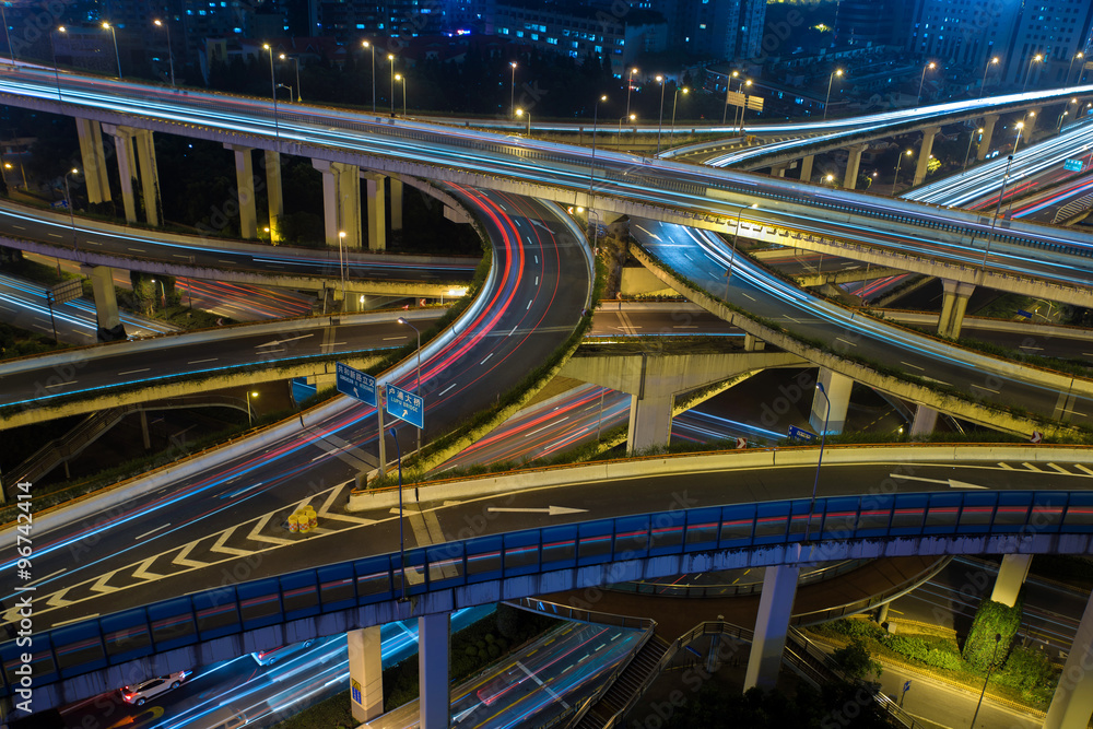 Modern city traffic road at night. Transport junction. Modern city traffic road at night. Transport junction.