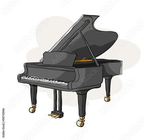 Grand Piano, a hand drawn vector illustration of a grand piano (isolated on a simple background).