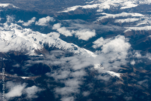 Aerial view over himalayas in Tibet.