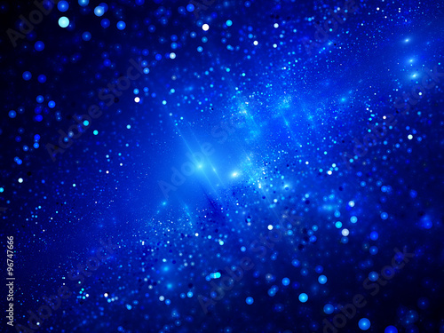 Blue glowing deep space fractal