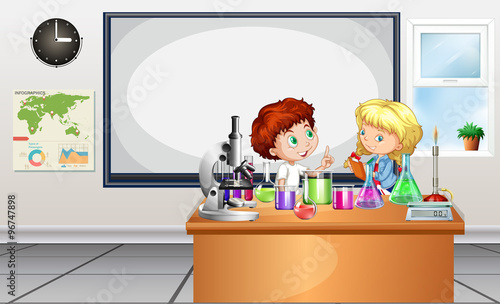 Children working on lab experiment