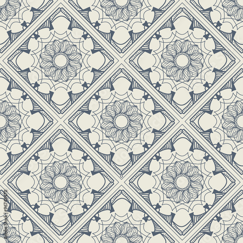 Vector seamless texture. Beautiful blue pattern for design with decorative elements