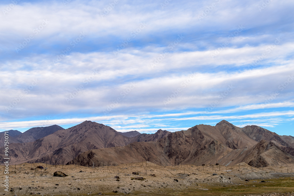 Landscape of Karakul lake, in Xinjiang province of China lies on the Karakoram Highway linking Kashgar in China with Islamabad in Pakistan. It's in the Pamir mountain range.