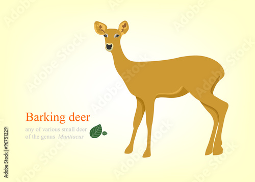 A vector cartoon of barking deer.