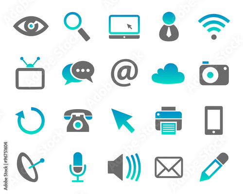 Communication and media icon set.