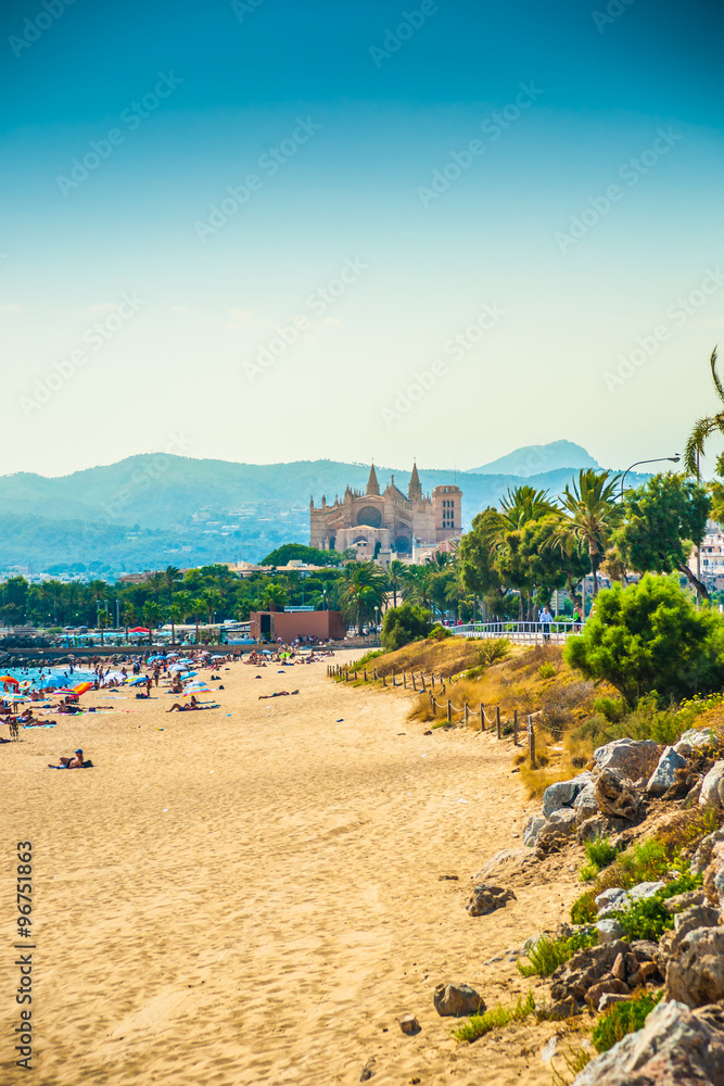 View of the beach of Palma de Mallorca View of the beach of Palma de Mallorca