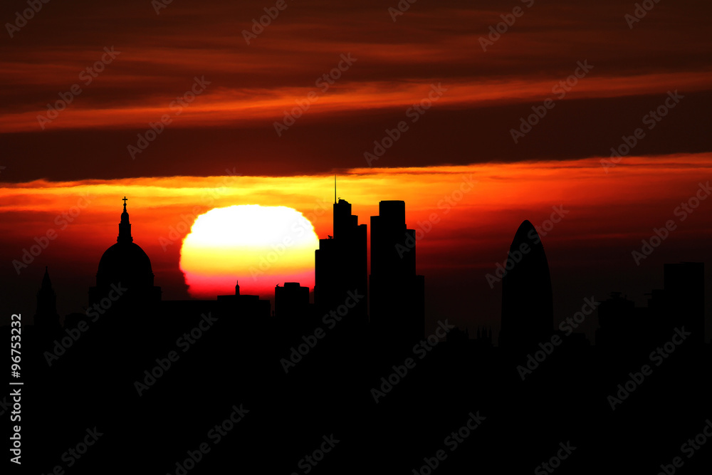 London skyline at sunset illustration