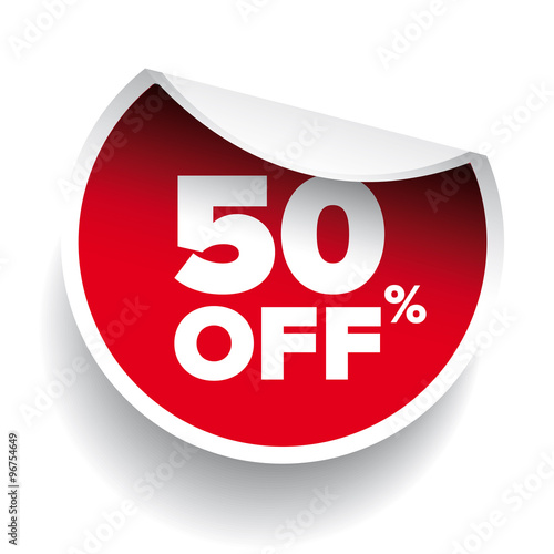 red vector 50% discount price sign